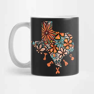 Texas State Design | Artist Designed Illustration Featuring Texas State Filled With Retro Flowers with Retro Hand-Lettering Mug